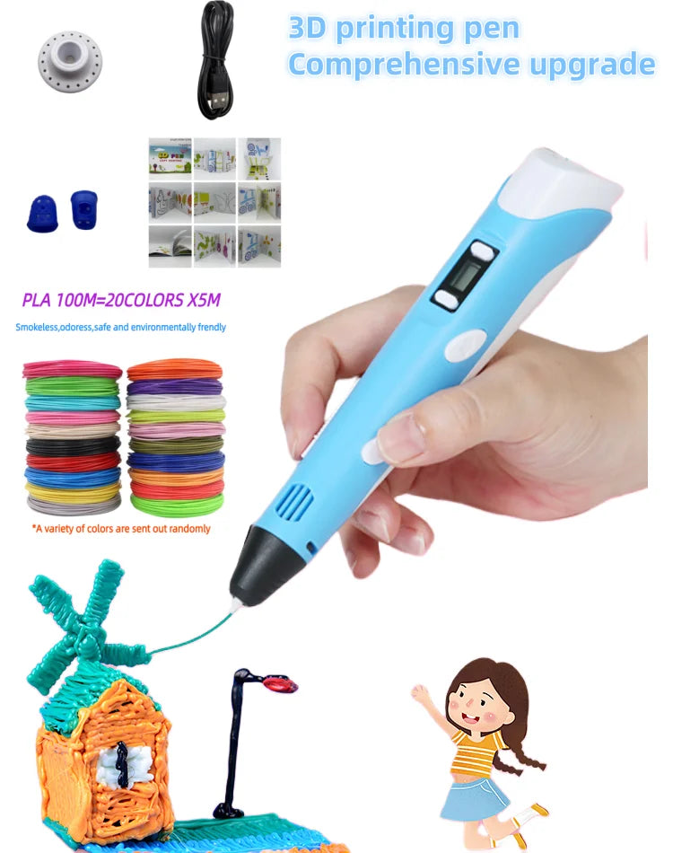 New Style 3D Printing Pen 3D Pen Set for Kids with Power Supply Pla Filament Travel Case Birthday Christmas Gift for Kids