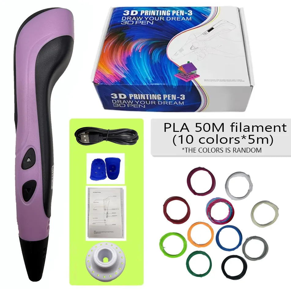 New Style 3D Printing Pen 3D Pen Set for Kids with Power Supply Pla Filament Travel Case Birthday Christmas Gift for Kids